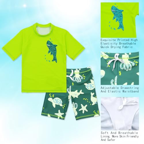 Boys UPF 50+ Swimsuit T-Shirt Set Quick Dry Beach Swimwear Bathing Suit 3-11 Years3