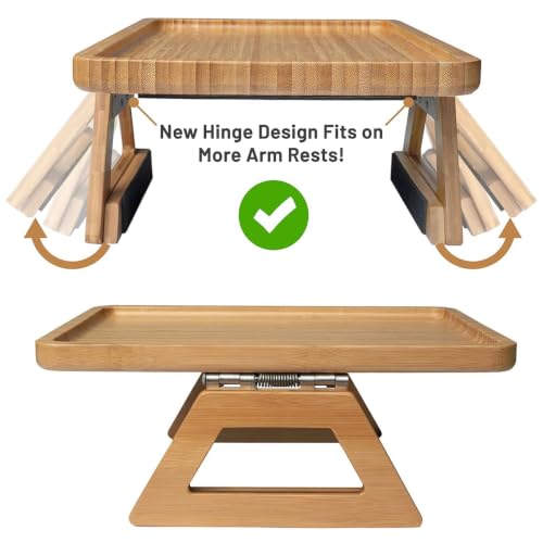 Bandeja plegable de bambú para brazo de sofá mesa auxiliar rectangular de 13x9 pulgadas 4