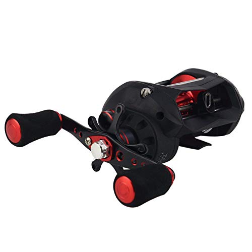Moulinet de pêche à tambour droit noir et rouge pour l'Asie