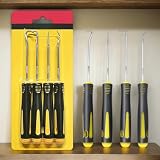 4pcs Pick And Hook Set with Non-Slip Handle Oil Seal Screwdriver to Remove Small Fuses, Wire Plugs And O Rings (Yellow)