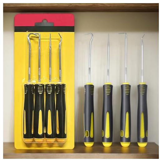 4pcs Pick And Hook Set with Non-Slip Handle Oil Seal Screwdriver to Remove Small Fuses, Wire Plugs And O Rings (Yellow)