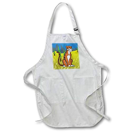 3Drose Tiger Who Loves To Smile - Full Length Apron, 22 By 30-Inch, White, With Pockets (Apr_5734_1) #TOP9