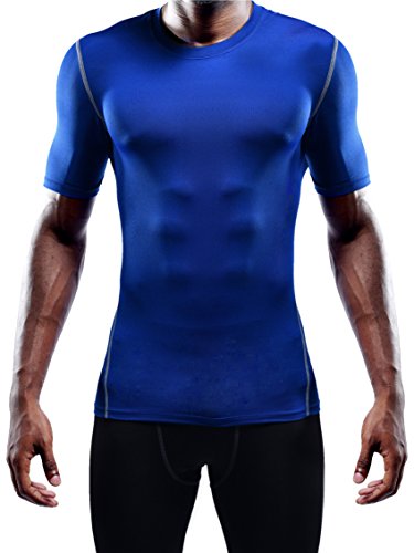 Neleus Men's 3 Pack Workout Athletic Compression Shirts,Black,White,Blue,Us M,Eu L #TOP5