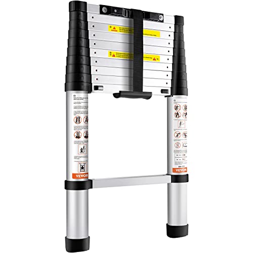 VEVOR Telescoping Ladder 10.5 FT Aluminum Extension Ladder（375 LBS Capacity, One-Button Retraction, Collapsible & Portable with Non-Slip Feet for Home, RV, Loft, ANSI Listed） by VEVOR - Image 9