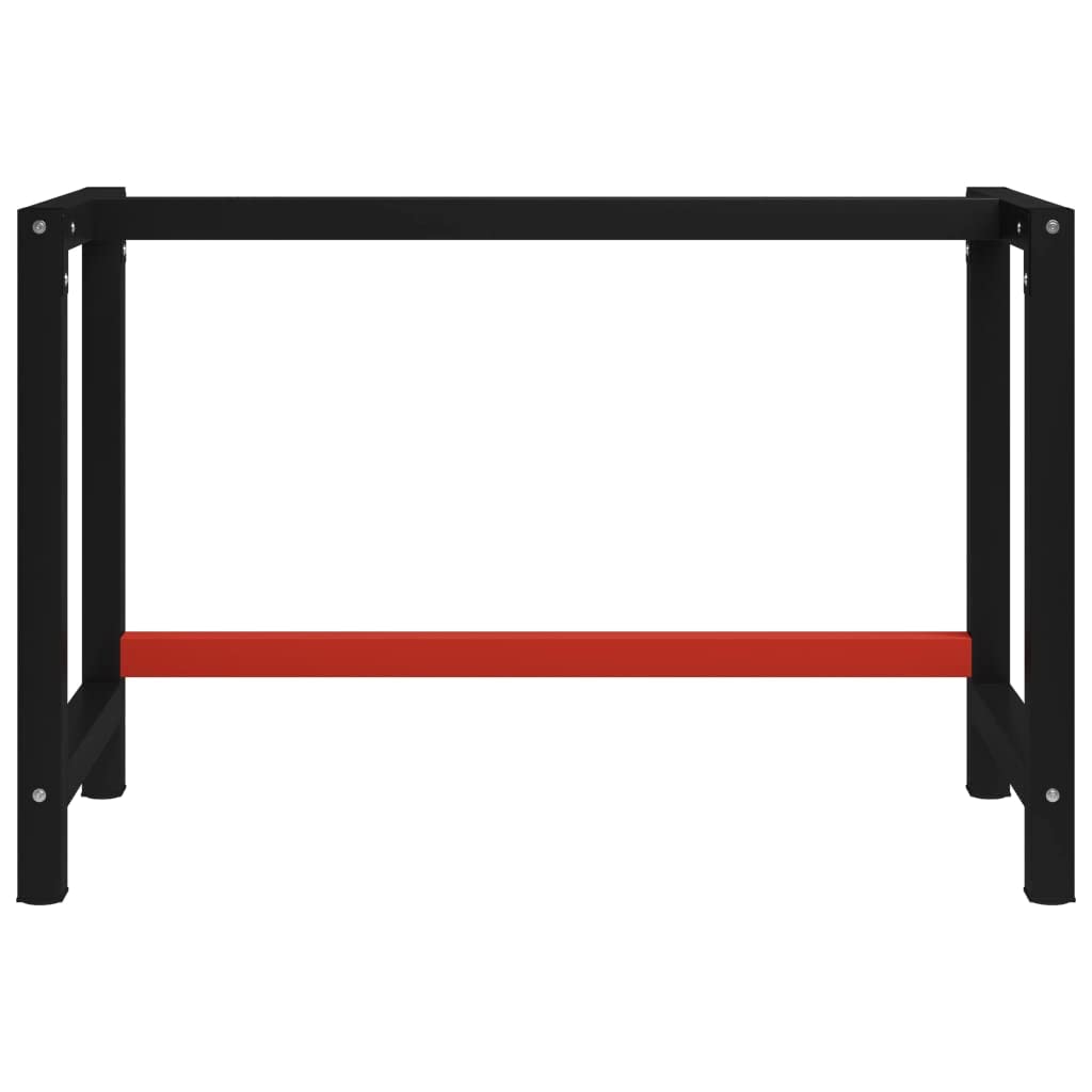 Willood Estructura Banco de Trabajo Mesa Soporte Base Muebles Mobiliario Bricolaje Garaje Taller Duradera Metal Negro y Rojo Mate 120 x 57 x 79 cm