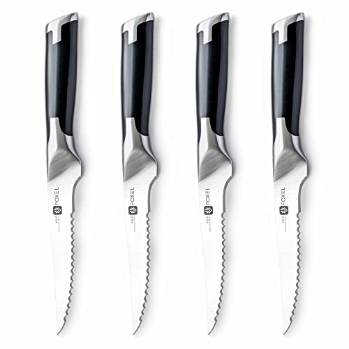 FOXEL-Best-VG10-Serrated-Steak-Knives-Knife-Set-of-4-8-or-12-Rust-Resistant-Japanese-High-Carbon-Steel-Blade-wFull-Tang-Handle-Gift-Box-Set - Free Gift Delivery | Same Day Delivery | Next Day Delivery