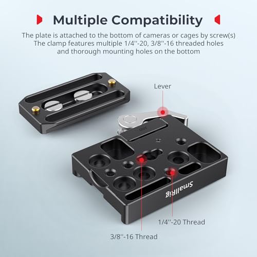 Image of SMALLRIG Universal Quick Release Mount Plate Kit for Arca-Type, Built in Clamp and Plate, with 1 /4''-20 & 3 /8''-16 Threaded Holes- 2144B