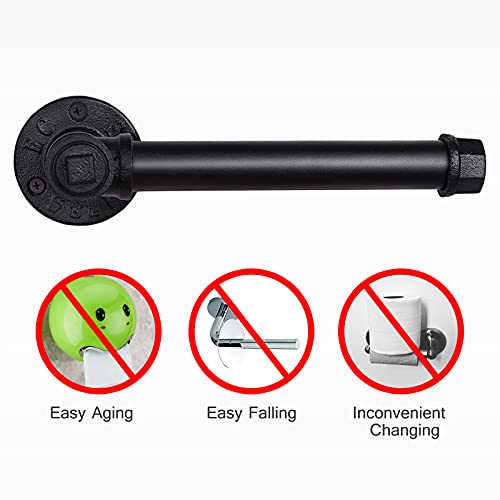 Livabber Rustic Style Diy Wall Mount Toilet Paper Holder - Industrial Iron Pipe Roll Tissue Holder For Bathroom Hallway Warehouse And Kitchen - 1 Pack (Black) #TOP2