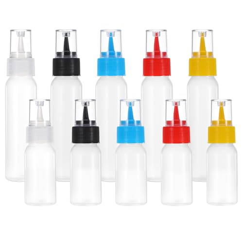 Qulkws 10 Pcs Squeeze Bottles 1 oz and 2 oz Icing Bottles Frosting Bottle Squeeze Writer Bottle with Tips and Caps for Cake Cookie Pastry Food Coloring DIY Ice Cream Decoration