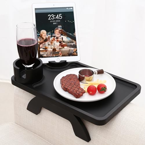 Nnewvante 2 Pack Couch Arm Table, Bamboo 3-in-1 Couch Cup Holder Tray,Black by Nnewvante - Used condition - Image 7