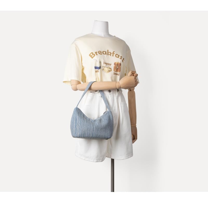 Women's summer denim shoulder bag casual checkerboard underarm bag3