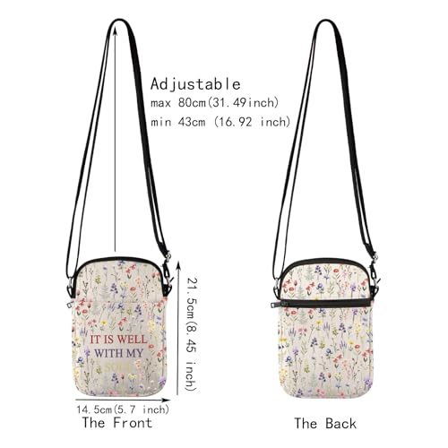 JXGZSO Christian Floral Shoulder Bag It Is Well With My Soul Crossbody Bag Christian Gift Religious Gift Faith Gift2