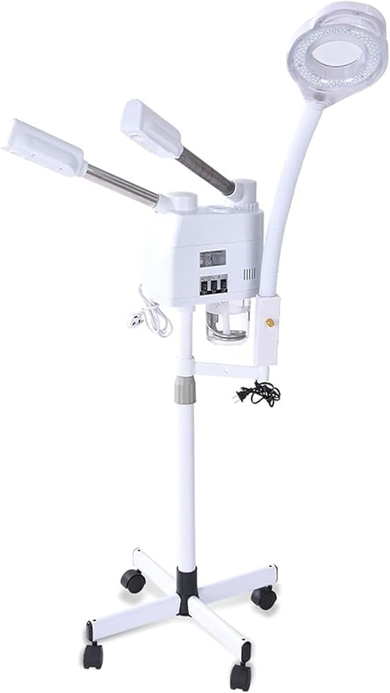Profesjonalna lampa do gotowania na parze do twarzy 3 w 1 do salonu, spa, urody, sprzęt do pielęgnacji skóry, regulowana wysokość, z 4 rolkami dla łatwego poruszania się