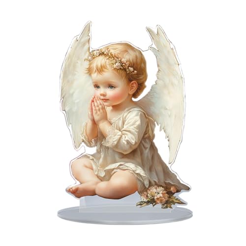 Dickly Angel Boy con Adorno de ala, decoración de la Mesa de la Pieza Central, Suministros de Placa de la Fiesta de señal Plana 2D para la Sala de té de