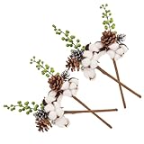 VALICLUD 4 Stück Realistische Baumwollzweige Getrockneten Beeren und Kiefernzapfen Dekorative Trockenblumen für Hochzeitsarrangements Rustikale Herbstdeko Langlebige Natürliche