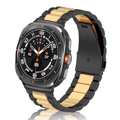 Bracelet Samsung Galaxy Watch Ultra 47mm en acier inoxydable noir et or ajustable