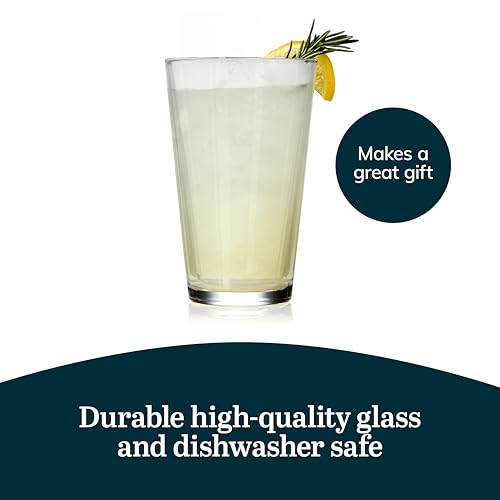 Image of Libbey Bar Essentials Hi Ball Drinking Glasses, Clear Restaurant Quality Tall Drinking Glasses Set of 6, Modern Cocktail Glasses Set for Everyday Use