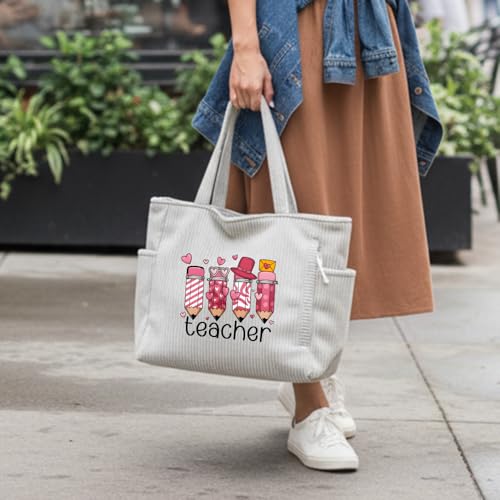 Bolso tote para enfermeras y profesoras – Bolso de corderoy elegante para hospital, compras, playa y viajes miniatura 2