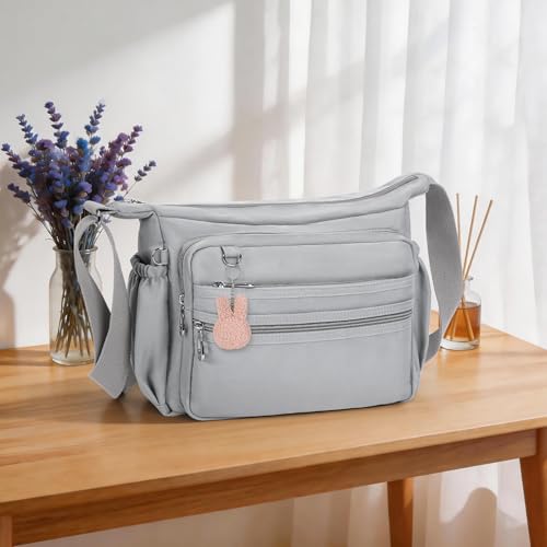 Image of Crossbody Bag for Women Waterproof Shoulder Bag Multi Pockets Nylon Purse | Small /Large,Anti Theft Shoulder Handbags,Lightweight,for Travel /Work /Daily Use,Adjustable Shoulder Strap