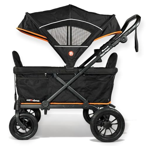 OutnAbout Nipper Wagon | Push/Pull All-Terrain Stroller Wagon Seating for 2 Kids & Gear | Shopping Festival Trolley Removable Seats 5-Point Harnesses Car Seat Compatible | Newborn-7 Years
