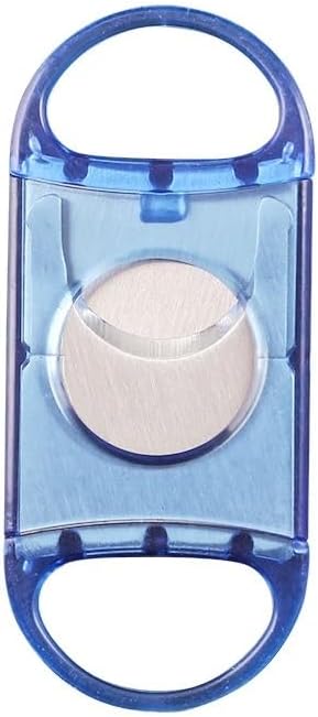 Cigar Cutter Slim Loop Frame Design Blue White Dual Tone Stainless Steel Manual Handheld Preparation Tool Pocket Accessory(A)