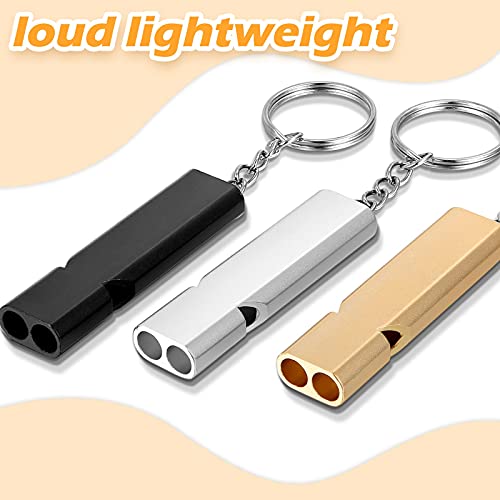 Frienda Safety Whistle Whistles with Lanyard Aluminum Keychain Whistle Safety Hiking Whistle Double-Tube Survival Whistles Loud Camping Whistle Whistle for Outdoor Hiking Hunting Fishing Boating - Image 4