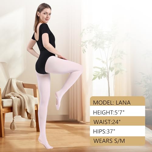 MATHACINO Women's Dance Tights Convertible Transition Ballet Tights 80D Semi Opaque Pantyhose4