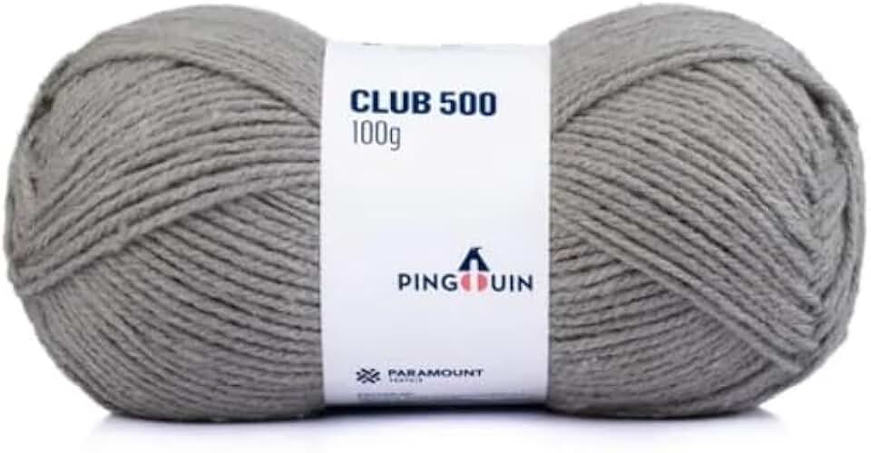 Fio Pingouin Club 500 100g, Lã 100% Acrílico Tex 500 para Tricô e Crochê, Fio Encorpado de Inverno, Diversas Cores, Acabamento Premium (Argento)