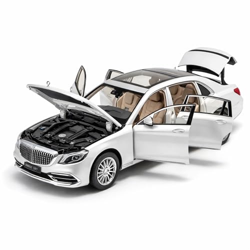 Image of Mercedes Maybach S-Class 1:24 Scale Die Cast Metal Car - Pull Back Luxury Limousine with Openable Doors, Hood & Trunk, Lights & Sound, Collectible Showpiece for Kids 6+ & Car Enthusiasts