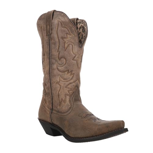 Laredo Womens Access Wide Calf Snip Toe Casual Boots Mid Calf Low Heel 1-2" - Brown2