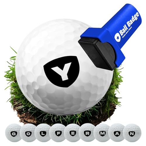 Ball Badge Monogram Golf Ball Stamp, Shield Initial Y