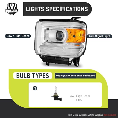ROADEAL Headlights for 14-18 GMC Sierra 1500/15-19 GMC Sierra 2500HD 3500HD by ROADEAL - Used condition - Image 4