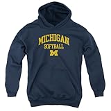LOGOVISION University of Michigan Wolverines Softball Youth Kids Boy/Girls Pull-Over Hoodie, Navy, Large