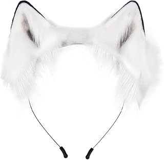 SEADEAR Womens Wolf Ears Headband for Headpiece Costume, Animal Headwear for Anime Cosplay, Faux Fur Headband for Party