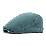 Quanhaigou Men's Cotton Flat Ivy Gatsby Newsboy Driving Hat Adjustable Irish Cabbie Ivy Driving Hunting Cap (Cotton Haze Blue)