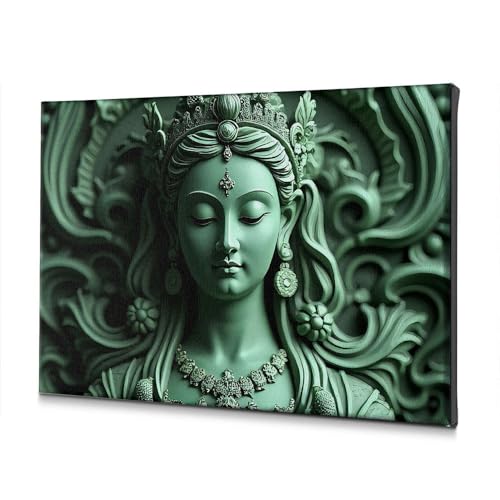 Tableau décoratif sur toile de statue sereine verte 20x30 cm pour salon