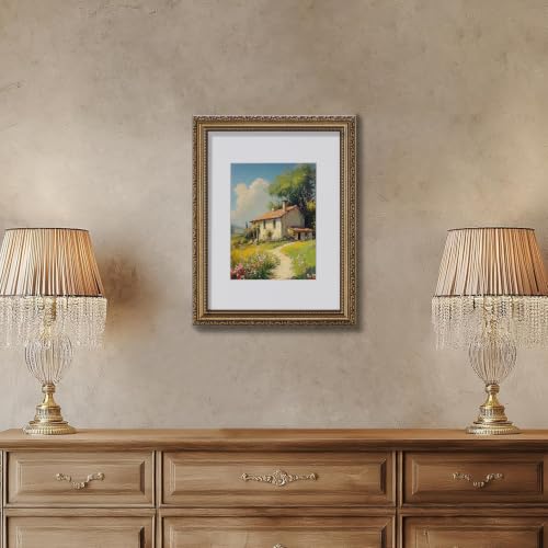 Image of eletecpro 9x12 Vintage Picture Frame, Glass Cover, Bronze Gold, 2-Pack | Display Photo 6x8 with Mat or 9x12 without, Horizontal or Vertical, Tabletop or Wall Decor