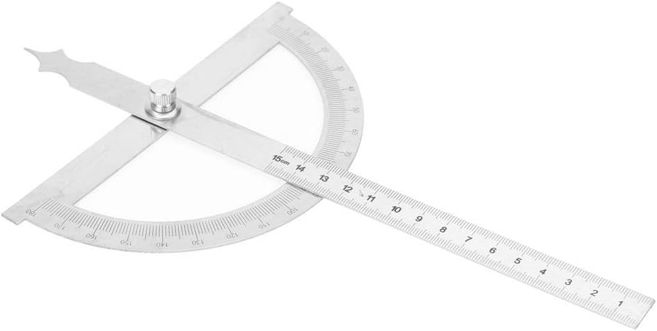 Protractor Ruler, Stainless Steel Protractor Goniometer 15cm Ruler 180 Degrees Angle Finder Gauge Adjustable Measuring Tool for Industrial(150 * 200mm)