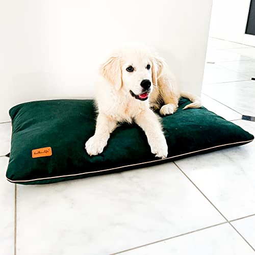 Halkalife Coussin imperméable pour Chien et Chat Lit Confortable avec Fermeture éclair (S, Vert Bouteille) Cover
