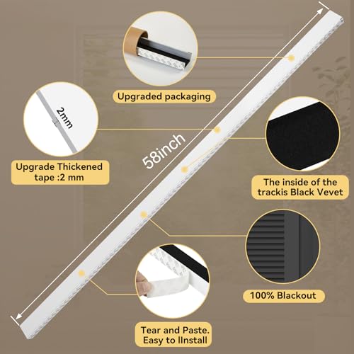 Blackout PVC Light Blocking Strips for Window Shades and Blinds - Blocks Light Along The Sides of Blackout Blinds,Side Tracks for Blackout Shades, Light Blocking Strips for Bedroom (Grey, 58",2Pcs) by Miideayin - Image 4