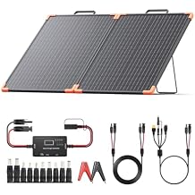 مجموعة الألواح الشمسية المحمولة ZOUPW 100W المصنوعة من الزجاج المقوى القابل للطي مع وحدة تحكم PWM 20A لبطارية 12 فولت ومحطة طاقة، مقاومة للماء IP68 بكفاءة 23.5% للسيارات الترفيهية والتخييم وخارج الشبكة