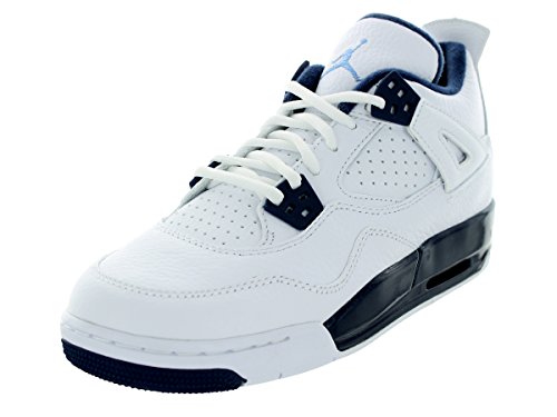 NIKE Air Jordan 4 Retro BG, Scarpe da Fitness Bambino, Bianco/Blu-Blu (White/Legend Blue-Mdnght Navy), 40 EU