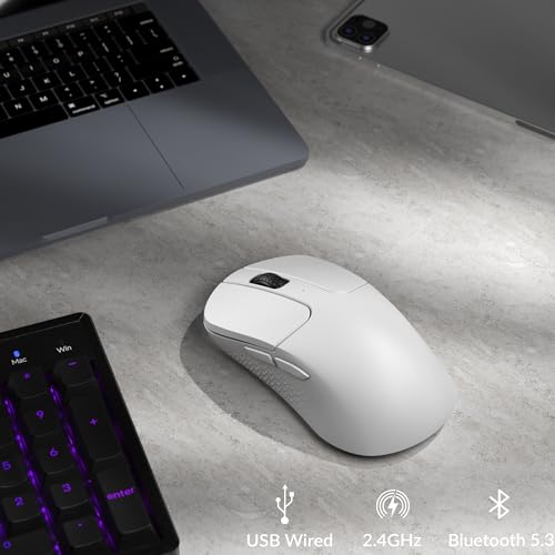 Image of Keychron M3 Mini 8K Wireless Gaming Mouse, 55g Lightweight, PixArt 3950 Sensor, 30K DPI, Bluetooth 5.3 /2.4GHz /Wired, Programmable, 140H Battery, for Mac /Windows /Linux - White