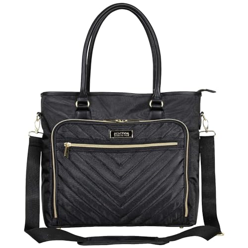 Image of KENNETH COLE Reaction Chelsea Quilted Chevron 15 inch Laptop & Tablet Business Tote With Removeable Shoulder Strap | Quilted