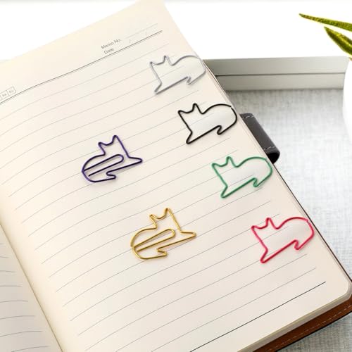 50 Stück Büroklammern katze, Katzen-Büroklammern lustige buntes Tier-Design Büroklammern Niedliche Büroklammern in Tierform Katzen-Lesezeichen Geschenke für Frauen Männer Katzenliebhaber