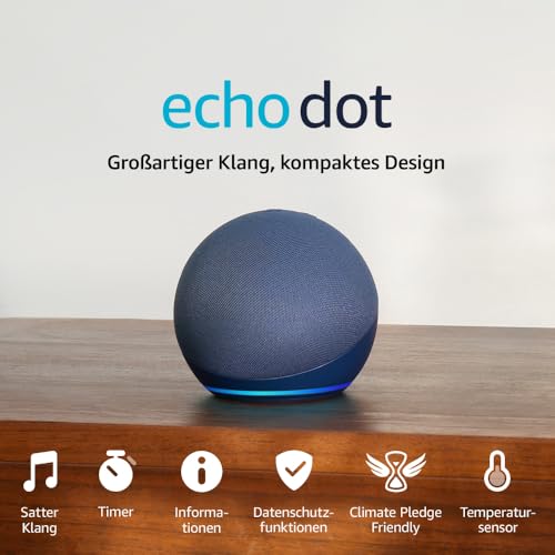 Echo Dot (Neueste Generation) | Smarter WLAN- und Bluetooth-Lautsprecher mit Alexa und gigantischem, sattem Klang | Tiefseeblau