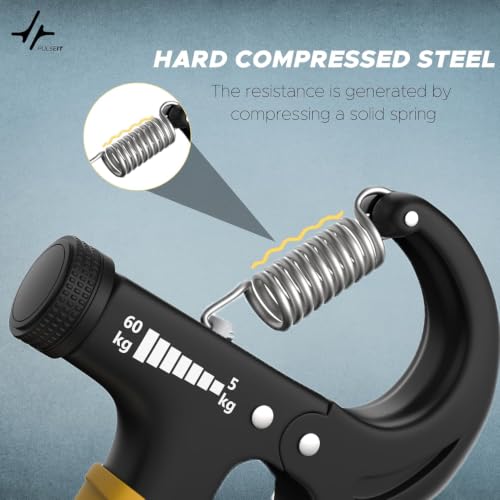Image of PulseITFlex Adjustable Hand Grip Strengthener with Counter Forearm and Finger Exercise Equipment for Men & Women, Power Gripper for Gym Workout and Hand Strength Training (With Counter)