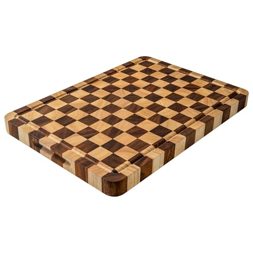 Tabla de cortar de madera Fyctio 17" x 12" con mango y ranura miniatura 1