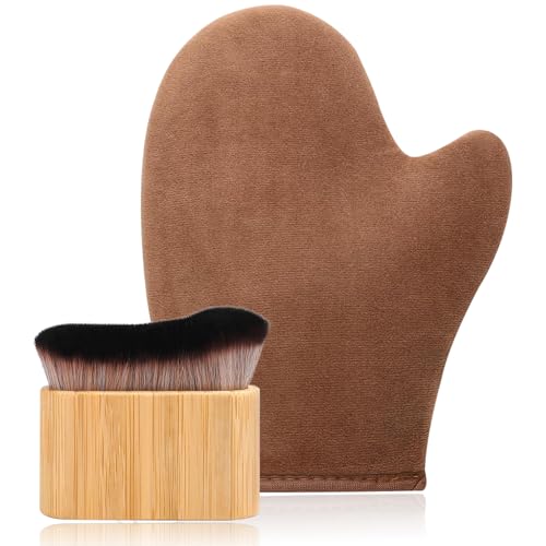 2 in 1 Streak-Free Tanning Mitt Set Self Tanner Mitt Tanning Brush