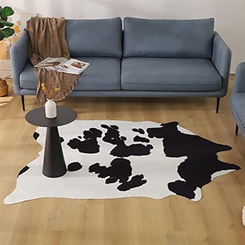 KASENTEX Cowhide Print Area Rug, Country Western Rugs, Cute Animal Printed Carpet Floor Mat for Bedroom Living Room Home Decor, Brown 5.2ft x 6.2ft Cover